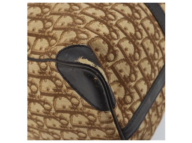 Borsa Boston in tela Trotter Christian Dior Beige Oro Auth ep13683 - vista 16
