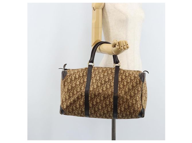 Borsa Boston in tela Trotter Christian Dior Beige Oro Auth ep13683 - vista 18