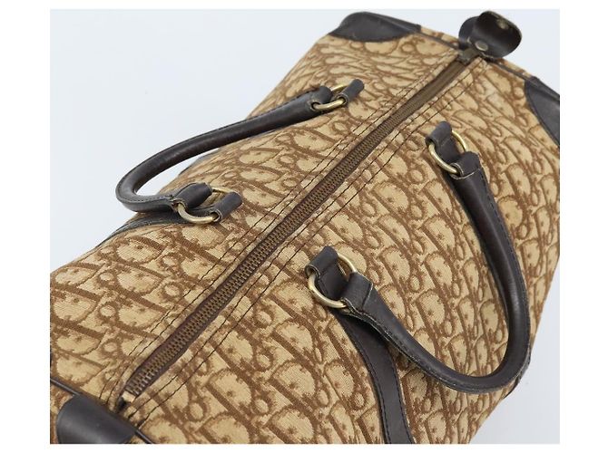 Borsa Boston in tela Trotter Christian Dior Beige Oro Auth ep13683 - vista 6