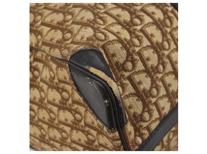 Borsa Boston in tela Trotter Christian Dior Beige Oro Auth ep13683 - vista 9