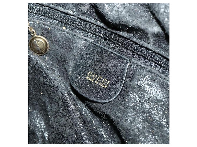 Borsa a mano in pelle GUCCI Bamboo 2way Nero Oro 001 1998 1577 Auth 173531 D'oro - vista 21