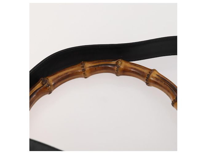 Borsa a mano in pelle GUCCI Bamboo 2way Nero Oro 001 1998 1577 Auth 173531 D'oro - vista 9