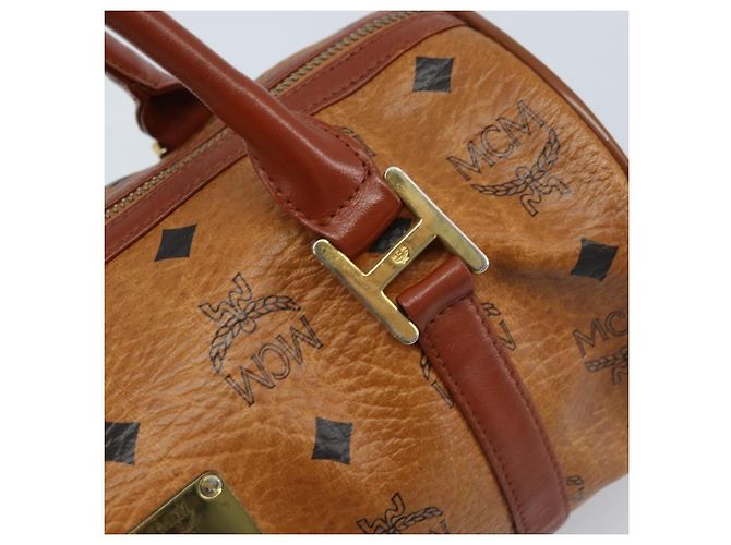 MCM Vicetos Logogram Borsa a Mano in Pelle PVC Marrone Oro Auth bs33975 D'oro - vista 10