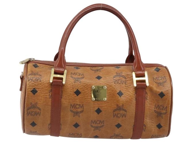 MCM Vicetos Logogram Borsa a Mano in Pelle PVC Marrone Oro Auth bs33975 D'oro - vista 13