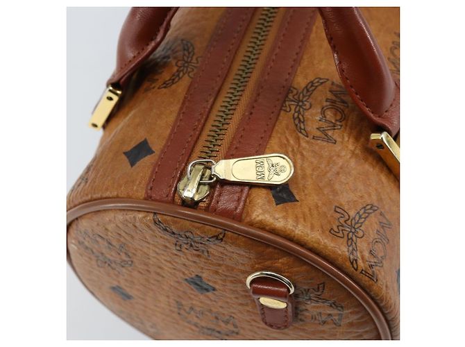 MCM Vicetos Logogram Borsa a Mano in Pelle PVC Marrone Oro Auth bs33975 D'oro - vista 17