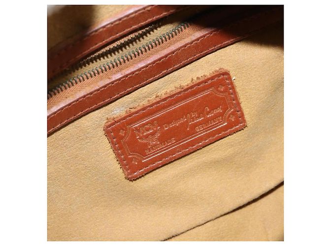 MCM Vicetos Logogram Borsa a Mano in Pelle PVC Marrone Oro Auth bs33975 D'oro - vista 18