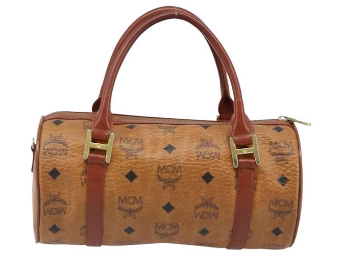 MCM Vicetos Logogram Borsa a Mano in Pelle PVC Marrone Oro Auth bs33975 D'oro - vista 2