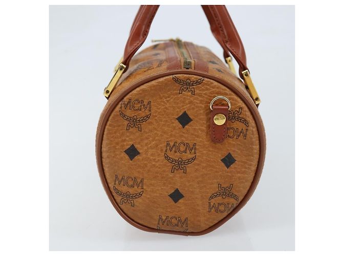 MCM Vicetos Logogram Borsa a Mano in Pelle PVC Marrone Oro Auth bs33975 D'oro - vista 3
