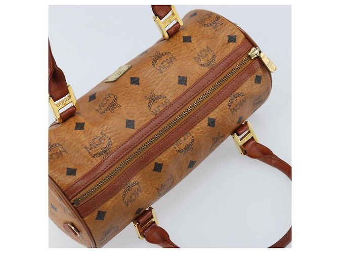 MCM Vicetos Logogram Borsa a Mano in Pelle PVC Marrone Oro Auth bs33975 D'oro - vista 6