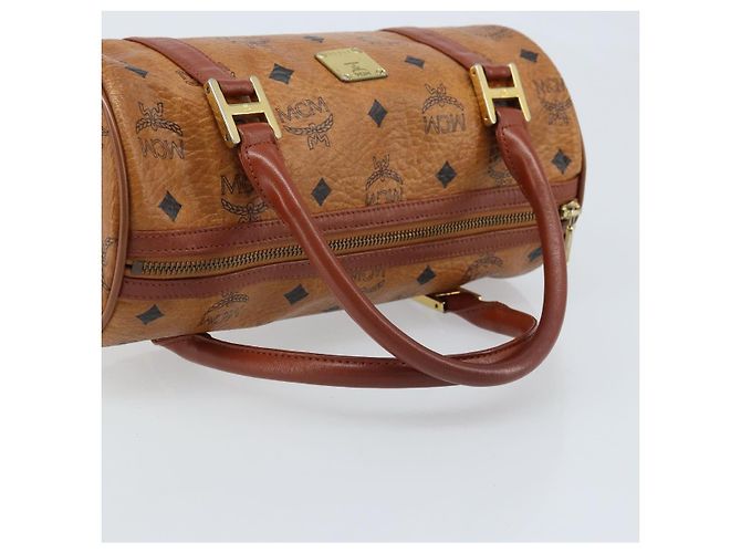 MCM Vicetos Logogram Borsa a Mano in Pelle PVC Marrone Oro Auth bs33975 D'oro - vista 7