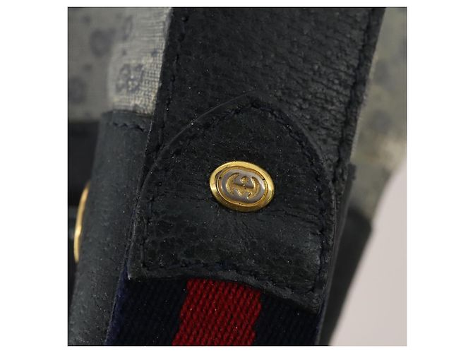 GUCCI Micro GG Supreme Sherry Line Tasche aus PVC Navy Gold 164 02 034 Auth th6606 Golden Marineblau - Ansicht 17
