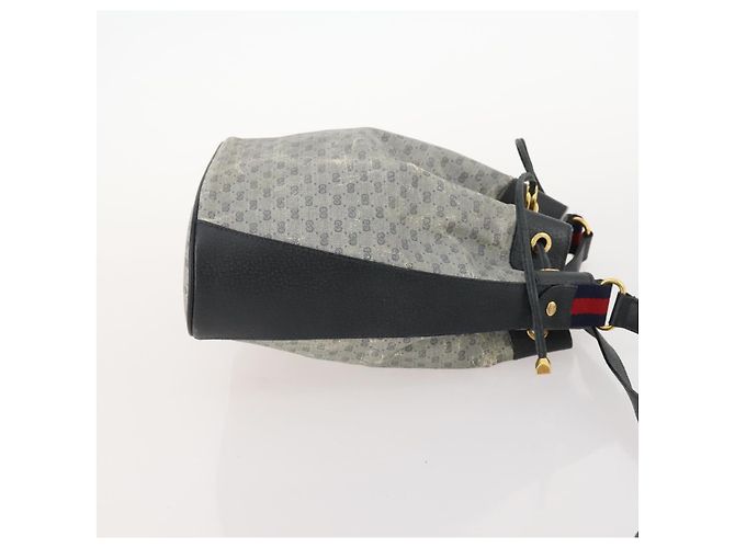 GUCCI Micro GG Supreme Sherry Line Tasche aus PVC Navy Gold 164 02 034 Auth th6606 Golden Marineblau - Ansicht 3