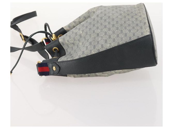 GUCCI Micro GG Supreme Sherry Line Tasche aus PVC Navy Gold 164 02 034 Auth th6606 Golden Marineblau - Ansicht 4
