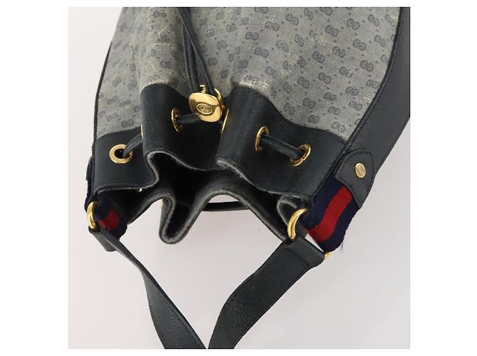 GUCCI Micro GG Supreme Sherry Line Tasche aus PVC Navy Gold 164 02 034 Auth th6606 Golden Marineblau - Ansicht 6