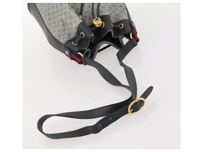 GUCCI Micro GG Supreme Sherry Line Tasche aus PVC Navy Gold 164 02 034 Auth th6606 Golden Marineblau - Ansicht 7