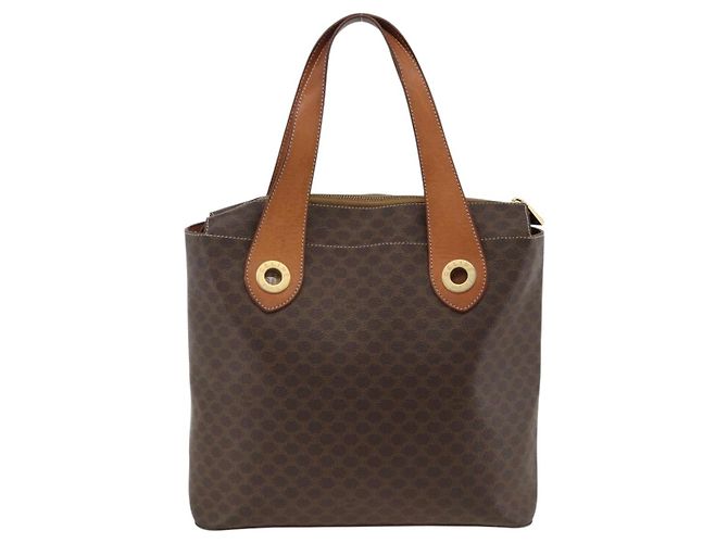 Céline Borsa tote in tela Macadam CELINE in pelle PVC marrone oro Auth ka3045 D'oro - vista 2