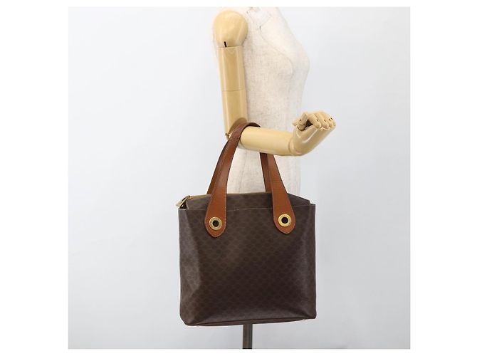 Céline Borsa tote in tela Macadam CELINE in pelle PVC marrone oro Auth ka3045 D'oro - vista 22