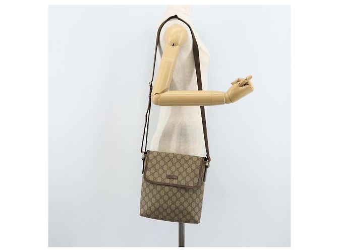 Gucci Borsa a Spalla GG Supreme PVC Oro Beige 223666 Auth ka3073A D'oro - vista 22