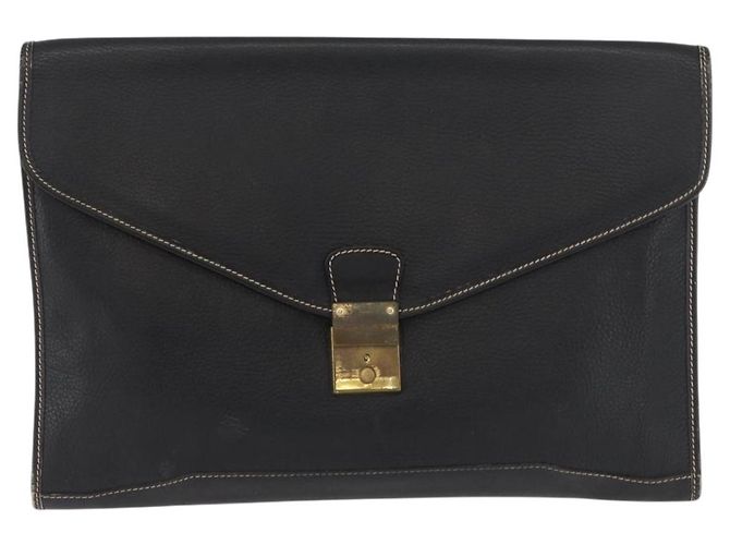 LOEWE Cartella in Pelle Nera Oro Auth bs33968 Nero D'oro - vista 13