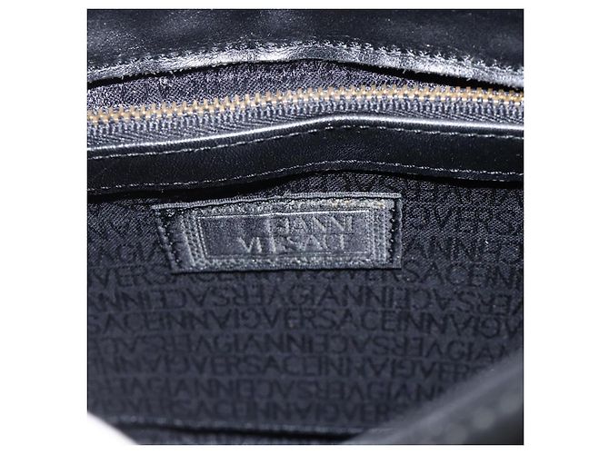 Borsa a Spalla Gianni Versace in Pelle Embossata Nera Oro Auth BA11363 Nero D'oro - vista 10