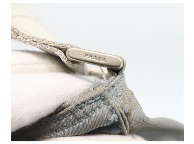 PRADA Schultertasche Nylon Grau Silber Authentisch 174005 Braun - Ansicht 10