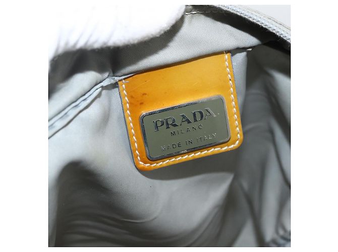 PRADA Schultertasche Nylon Grau Silber Authentisch 174005 Braun - Ansicht 19
