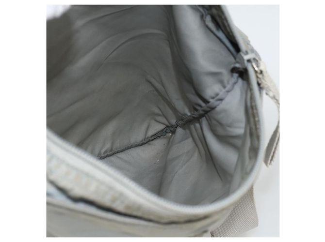PRADA Schultertasche Nylon Grau Silber Authentisch 174005 Braun - Ansicht 20