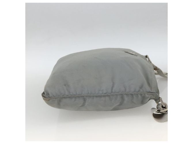 PRADA Schultertasche Nylon Grau Silber Authentisch 174005 Braun - Ansicht 4