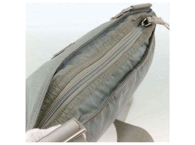 PRADA Schultertasche Nylon Grau Silber Authentisch 174005 Braun - Ansicht 6