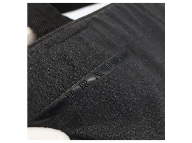 PRADA Handtasche aus grauem Silber-Canvas authentisch ti3797 Braun - Ansicht 10