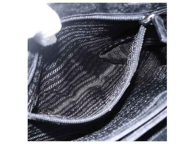 PRADA Handtasche aus grauem Silber-Canvas authentisch ti3797 Braun - Ansicht 22