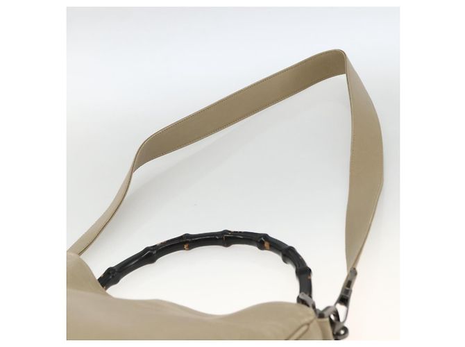 Borsa a mano in pelle GUCCI Bamboo 2way Beige Argento 001 1638 Auth ep13860 - vista 14