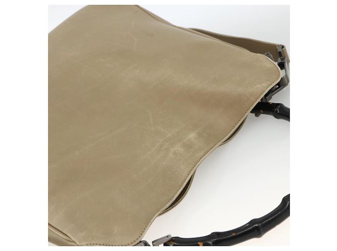 Borsa a mano in pelle GUCCI Bamboo 2way Beige Argento 001 1638 Auth ep13860 - vista 6