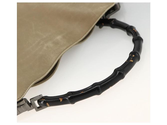 Borsa a mano in pelle GUCCI Bamboo 2way Beige Argento 001 1638 Auth ep13860 - vista 7