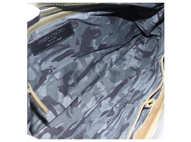 Borsa a mano in pelle khaki con borchie Jimmy Choo Auth BA11453 Cachi - vista 10