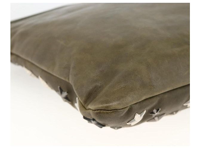 Borsa a mano in pelle khaki con borchie Jimmy Choo Auth BA11453 Cachi - vista 16
