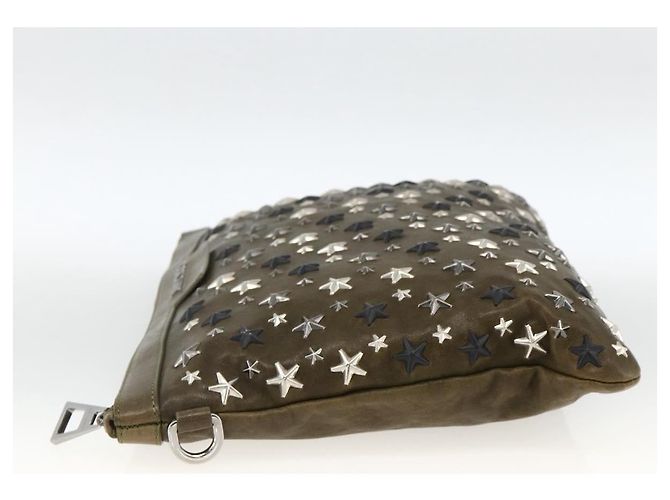 Borsa a mano in pelle khaki con borchie Jimmy Choo Auth BA11453 Cachi - vista 3