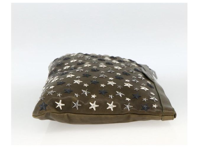 Borsa a mano in pelle khaki con borchie Jimmy Choo Auth BA11453 Cachi - vista 4