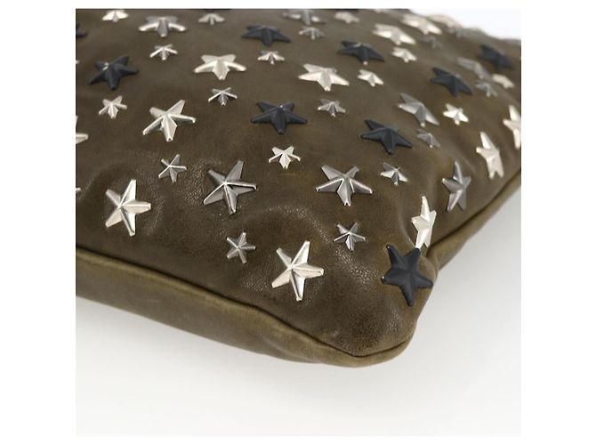 Borsa a mano in pelle khaki con borchie Jimmy Choo Auth BA11453 Cachi - vista 7