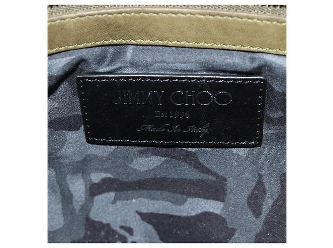 Borsa a mano in pelle khaki con borchie Jimmy Choo Auth BA11453 Cachi - vista 9