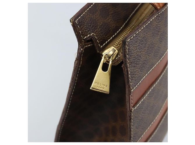 Céline Borsa a mano in tela Macadam CELINE in pelle PVC marrone e oro Auth bs33972 D'oro - vista 10