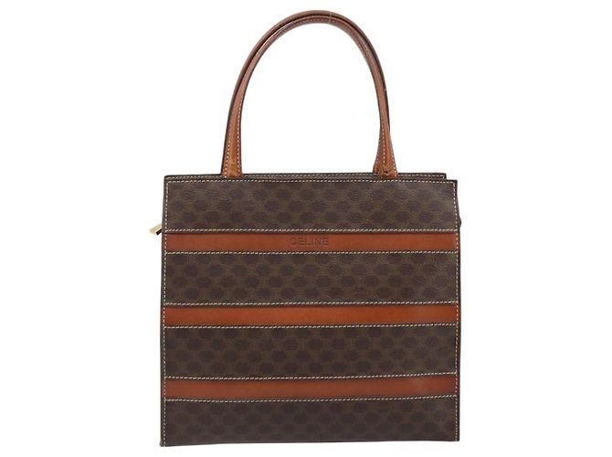 Céline Borsa a mano in tela Macadam CELINE in pelle PVC marrone e oro Auth bs33972 D'oro - vista 13