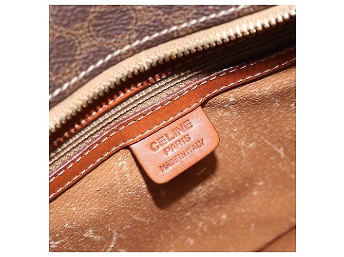 Céline Borsa a mano in tela Macadam CELINE in pelle PVC marrone e oro Auth bs33972 D'oro - vista 17