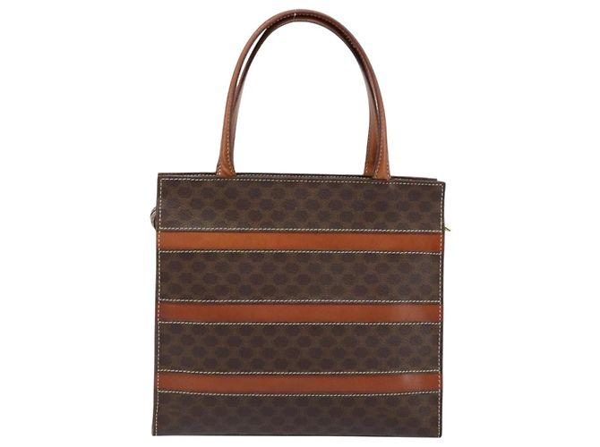 Céline Borsa a mano in tela Macadam CELINE in pelle PVC marrone e oro Auth bs33972 D'oro - vista 2
