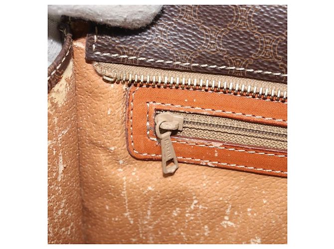 Céline Borsa a mano in tela Macadam CELINE in pelle PVC marrone e oro Auth bs33972 D'oro - vista 20
