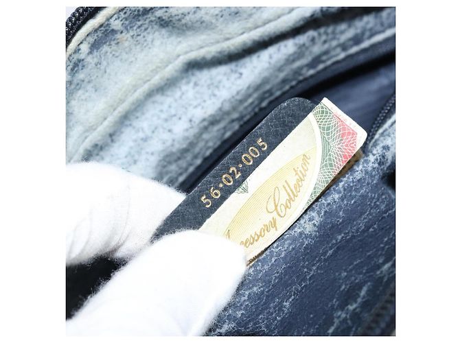 GUCCI GG Supreme Sherry Line Shoulder Bag PVC Navy Gold 56 02 005 Auth ARZ102 Golden Navy blue - view 12