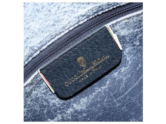 GUCCI GG Supreme Sherry Line Shoulder Bag PVC Navy Gold 56 02 005 Auth ARZ102 Golden Navy blue - view 18