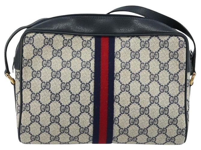 GUCCI GG Supreme Sherry Line Shoulder Bag PVC Navy Gold 56 02 005 Auth ARZ102 Golden Navy blue - view 2