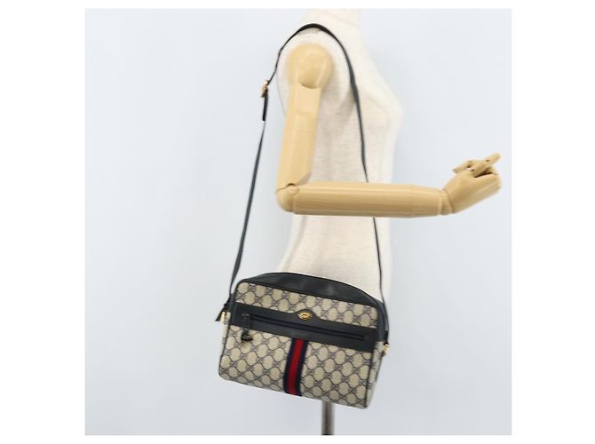 GUCCI GG Supreme Sherry Line Shoulder Bag PVC Navy Gold 56 02 005 Auth ARZ102 Golden Navy blue - view 24