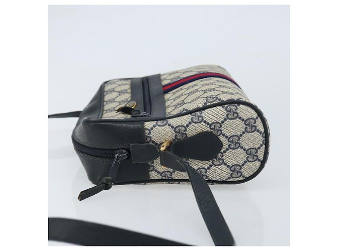 GUCCI GG Supreme Sherry Line Shoulder Bag PVC Navy Gold 56 02 005 Auth ARZ102 Golden Navy blue - view 4